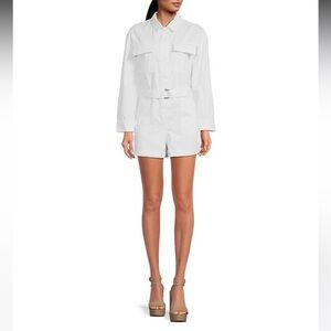 Gianni Binni Charlie Denim Button Down Long Sleeve Romper NWT